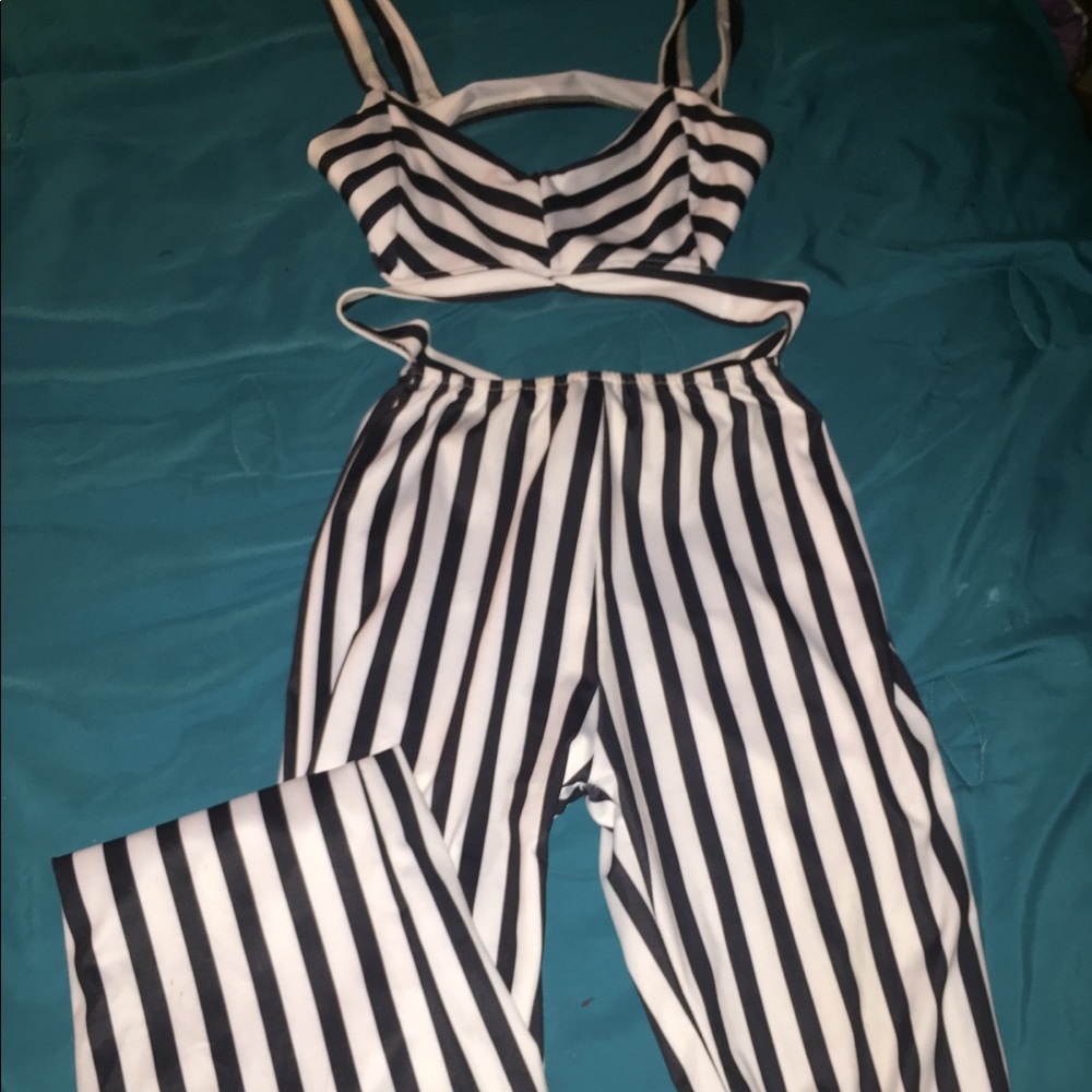 Stripe backless bodysuit